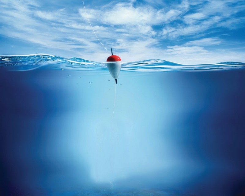 A graphic of a float sitting ontop of the water's surface. 