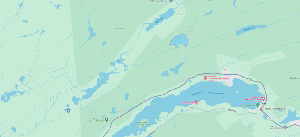 A map of moss lake. 