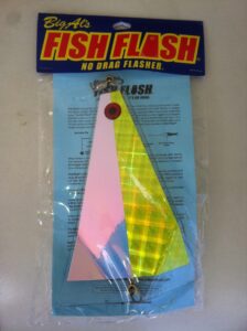 A flasher, commonly used when trolling for fish. 